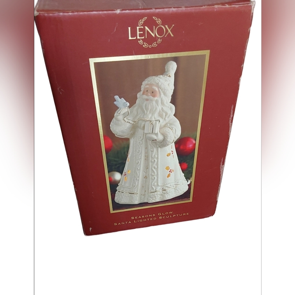 Lenox Festive Santa Lighted Figurine Vintage From 2000 New In Box